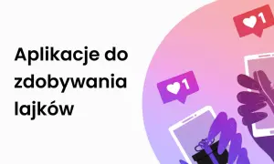 Aplikacje do zdobywania lajków na Instagramie. Dwie dłonie trzymają telefony, a nad nimi unoszą się dymki z serduszkami i liczbą 1.