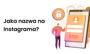 Szukasz fajnej nazwy na Instagrama? Ilustracja pokazuje smartfon z profilem użytkownika i ikoną kłódki, sugerując wybór nazwy profilu.