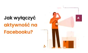 Szukasz sposobu, jak ukryć na Facebooku swoją aktywność? Ilustracja pokazuje mężczyznę z latarnią, który szuka czegoś w ciemności, symbolizując poszukiwanie prywatności.
