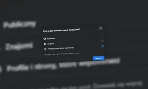 Ustawienia prywatności na Facebooku: wybierz, kto może komentować Twój post. Opcje to: Publiczny, Znajomi, Profile i strony, które wspominasz.