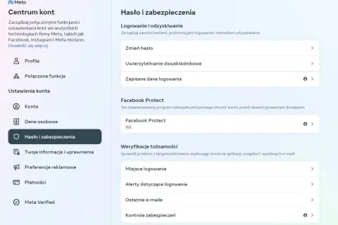 Jak sprawdzić aktywność na FB? W centrum kont Meta, w sekcji "Hasło i zabezpieczenia", znajdziesz opcje dotyczące logowania, uwierzytelniania dwuskładnikowego i Facebook Protect.