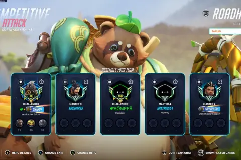 Gracze w grze "Overwatch" czekają na mecz. Jeden z nich ma fajny nick do gry: "CATBOY".
