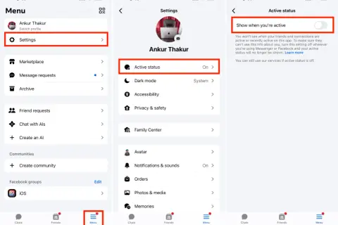 Jak ukryć się na Messengerze? W menu wybierz Ustawienia, a następnie Aktywny status. Wyłącz opcję "Pokazuj, kiedy jesteś aktywny".