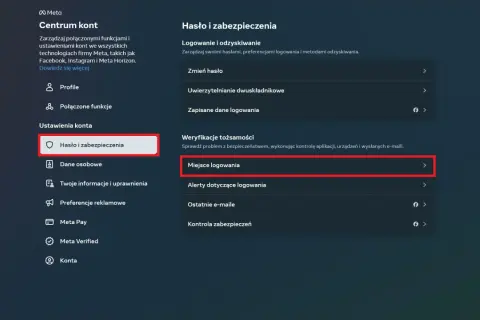 Centrum kont Meta: Hasło i zabezpieczenia > Miejsce logowania. Tu sprawdzisz, jak wylogować się z innych urządzeń na FB.
