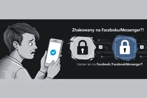 Przerażony użytkownik trzyma smartfon z ikoną Messengera. Obok widnieje symbol kłódki, sugerujący problem z bezpieczeństwem. Jak sprawdzić hasło do Messengera, gdy konto jest zagrożone?