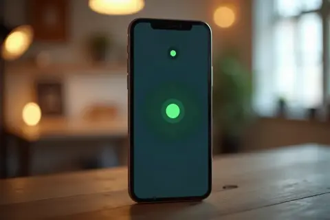 Telefon z zielonymi kropkami na ekranie, ilustrujący jak sprawdzić aktywność na Messengerze.