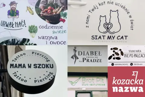 Kolekcja fajnych nazw na grupy: "Mama w szoku", "Siat my cat", "Diabeł ubiera się na pradze", "Nie po palcach", "Brat Pit", "Kozacka nazwa".