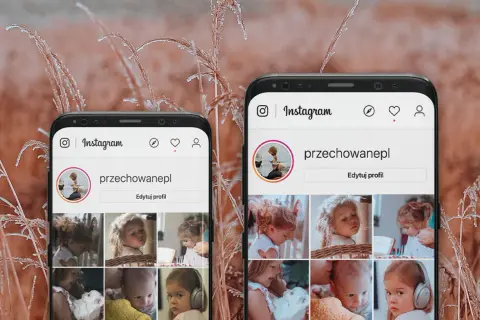 Dwa telefony z profilem Instagram. Dowiedz się, jak publikować gify na Instagramie, by ożywić swoje posty!