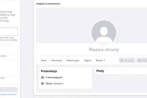Ekran tworzenia strony na Facebooku. Wpisz nazwę, kategorię i biogram, aby dowiedzieć się, jak założyć sobie Facebooka.