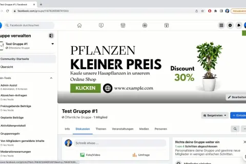 Jak dodać wydarzenie na FB? Zrzut ekranu pokazuje panel zarządzania grupą na Facebooku, gdzie można tworzyć posty i wydarzenia.