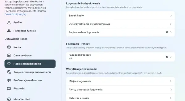 Jak sprawdzić aktywność na FB? W centrum kont Meta, w sekcji "Hasło i zabezpieczenia", znajdziesz opcje dotyczące logowania, uwierzytelniania dwuskładnikowego i Facebook Protect.