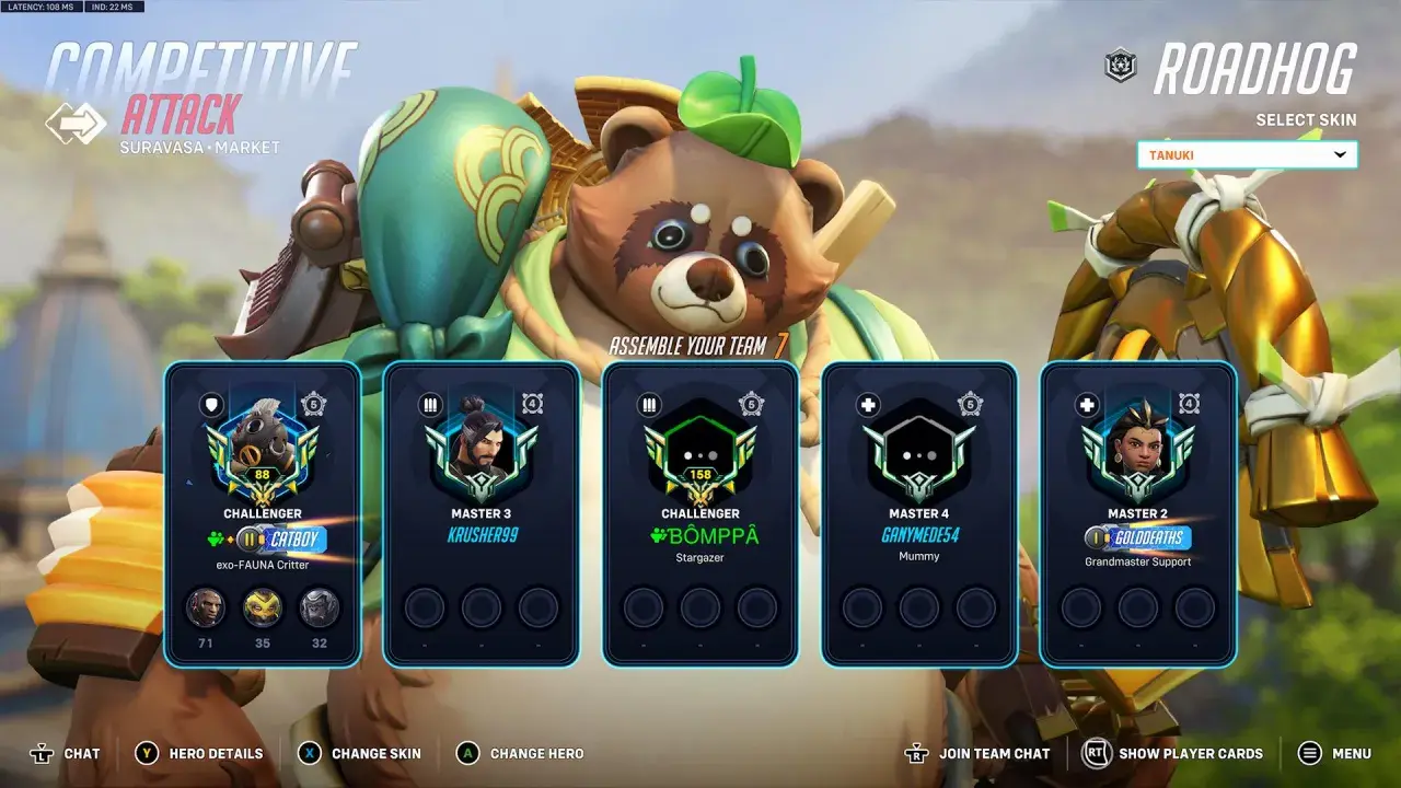 Gracze w grze "Overwatch" czekają na mecz. Jeden z nich ma fajny nick do gry: "CATBOY".