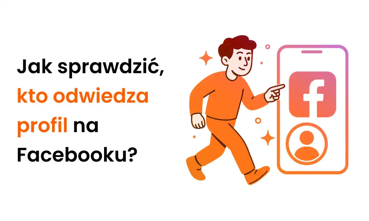 Chcesz wiedzieć, jak sprawdzić, kto odwiedza Twój profil na FB? Grafika pokazuje, jak to zrobić, wskazując na ikonę Facebooka na telefonie.