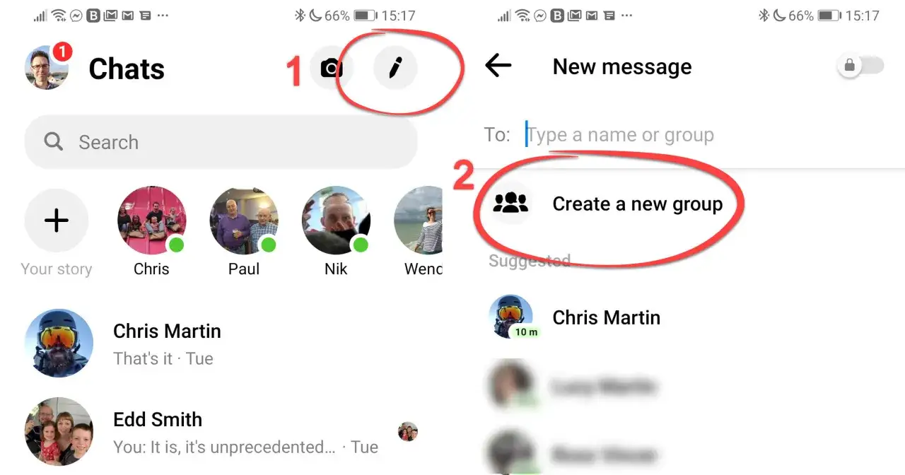 Jak utworzyć grupę na Messenger na komputerze? Kliknij ikonę ołówka, a następnie