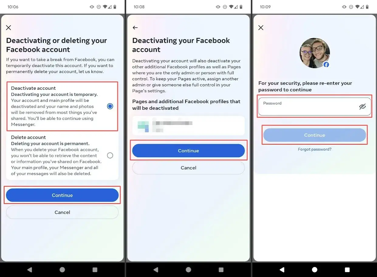 Jak dezaktywować Messenger? Ekran pokazuje opcję tymczasowej dezaktywacji konta Facebook, która pozwala nadal używać Messengera.