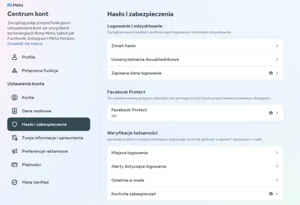 Jak sprawdzić aktywność na FB? W centrum kont Meta, w sekcji "Hasło i zabezpieczenia", znajdziesz opcje dotyczące logowania, uwierzytelniania dwuskładnikowego i Facebook Protect.