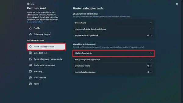 Centrum kont Meta: Hasło i zabezpieczenia > Miejsce logowania. Tu sprawdzisz, jak wylogować się z innych urządzeń na FB.