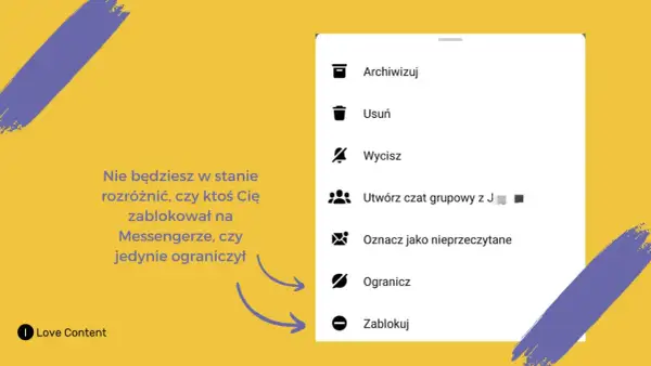 Nie da się jednoznacznie stwierdzić, jak zobaczyć czy ktoś mnie zablokował na Messengerze, bo opcje "Ogranicz" i "Zablokuj" są podobne.