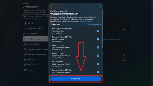 Jak wylogować się ze wszystkich urządzeń na FB? Zobacz listę aktywnych sesji i kliknij "Wyloguj się", aby zabezpieczyć konto.