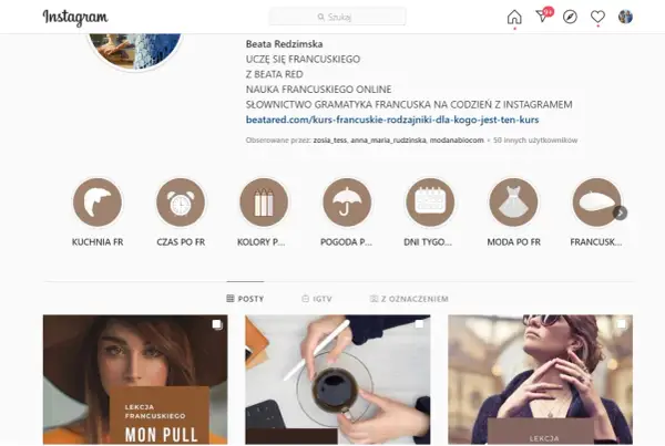 Widac ikony wyroznionych relacji, np. "Kuchnia FR", "Czas po FR", "Moda po FR".