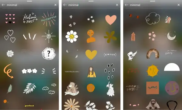 Szukasz jak dodać gif na Instagramie? Zobacz te naklejki: serduszka, kwiatki, napisy i rysunki.