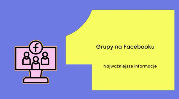 Jak znaleźć grupy na Facebooku? Ikona komputera z ludzikami i logo Facebooka. Najważniejsze informacje.