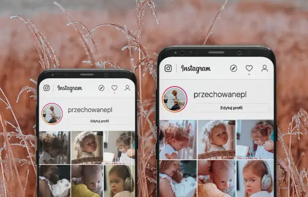Dwa telefony z profilem Instagram. Dowiedz się, jak publikować gify na Instagramie, by ożywić swoje posty!