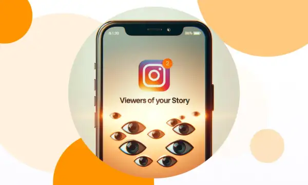 Na ekranie telefonu widnieje napis "Viewers of your Story" i wiele oczu. Czy widac kto ogladal relacje na Instagramie?